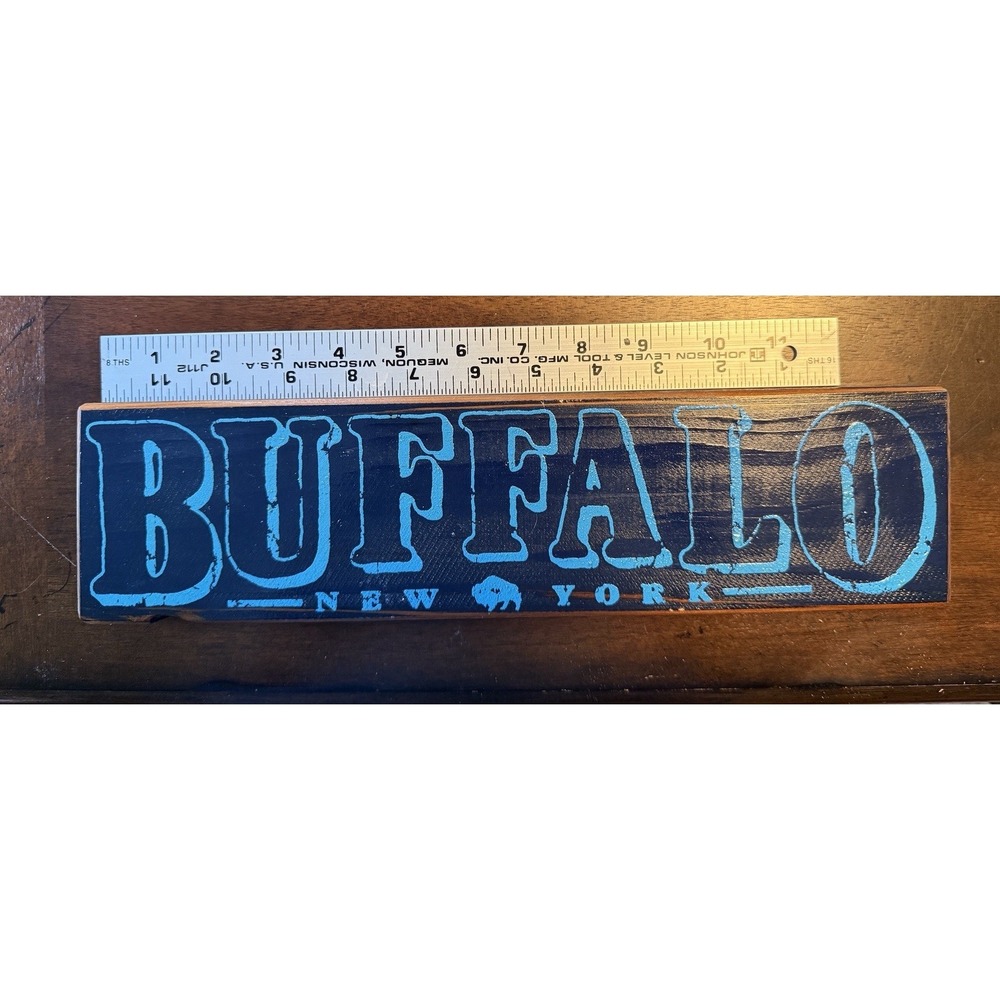 Buffalo New York Blue Wooden Sign (Rustic)